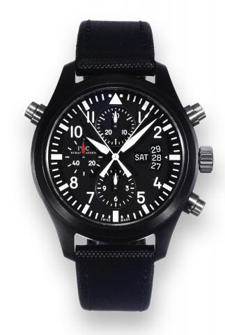 Doppel-Chronograph.IWC (International Watch Co.).Schaffausen, Doppel-Chronograph.No. 0250/1000, case No. 3180879, Ref..IW378601. Made in a limited series of.1000 examples in 2006..Fine, water-resistant, self-winding.ceramic and titanium wristwatch, round.