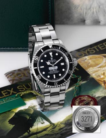 Ref. 16600, COMEX Sea-Dweller.Rolex, Oyster Perpetual Date, COMEX, Sea Dweller 4000ft=1220m, Superlative Chronometer Officially Certified.case No. N440641, Ref. 16600. Made in 1992..Very fine and rare, center seconds, self-winding, water resistant, stainl