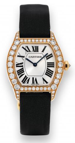 Cartier Tortue, Collection Privee.Cartier Tortue Ref.2645, No.90974 LX, made.circa 2005..Fine, 18K yellow gold tonneau-shaped mid-size, water-resistant.mechanical, diamond-set wristwatch with 18k yellow.gold Cartier deployant buckle..To be sold without re