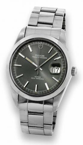 Jumbo Steel Tudor Prince.Tudor Prince Oyster Date, Rotor Self-Winding, Ref..9080/0, case made by Rolex, Geneva. Made in the 1970s..Fine, center seconds, self-winding, water-resistant, stainless.steel wristwatch with date and a stainless steel Rolex Oyster
