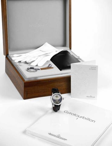 Gyrotourbillon 1, No. 02/75, First Model sold to the Public.Jaeger-LeCoultre, Gyrotourbillon 1, No. 02/75, case No. 149.6.07. S., Ref. 600.64.20. Made in a limited edition of 75.pieces from 2005, with a production limited to 20 pieces per year. Sold on Ja