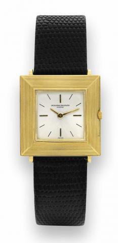 Vacheron Constantin, Geneve, No. 569848, case No. 394546, Ref. 6596, made circa 1960..Very fine, extra-flat, square, 18K yellow gold wristwatch