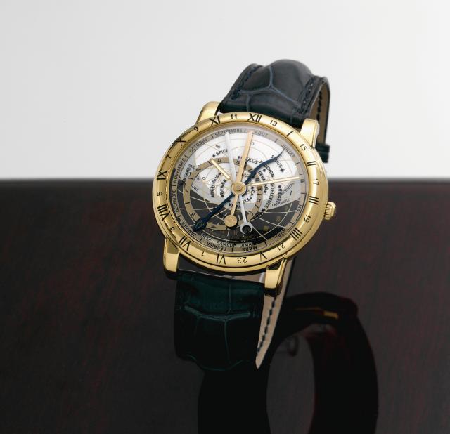 Astrolabium Galileo Galilei.Ulysse Nardin, Locle, Suisse, Astrolabium Galileo Galilei, movement No. 91. 10.164, Ref. 991-77. Made in.the 1990's..Very fine, rare and unusual, astronomic, self-winding, water-resistant, 18K yellow gold wristwatch with astrol