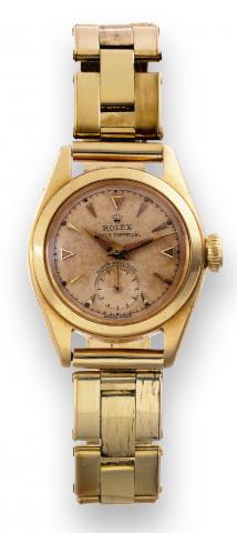 Super Precision.Rolex, Oyster Perpetual, Super Precision, case No. 682916, Ref. 5002. Made in the early 1950's..Fine, self-winding, water-resistant, 18K yellow gold lady's wristwatch with an 18K yellow gold Rolex riveted expanding.Oyster bracelet.