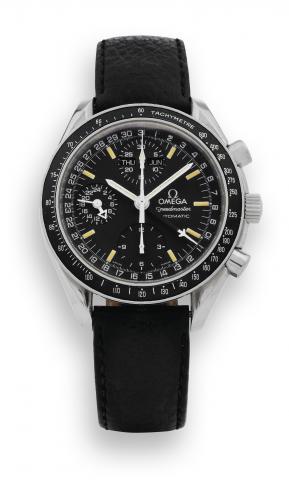 Omega Speedmaster.Omega, Speedmaster - Automatic, Triple Date,.Ref. 175.0084 / 375.0084. Made in the 1990's..Fine, self-winding, water-resistant, stainless steel wristwatch.with round button chronograph, registers, triple date, 24 hour.indication, tachome