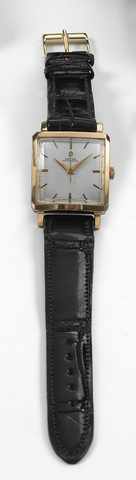 Omega Pink Gold Square.Omega, Automatic, No. 15899881, case No. 198481, Ref. 3971 SC. Made circa 1957..Fine and rare, square, center seconds, antimagnetic, self-winding, 18K pink gold wristwatch. Accompanied by a box..To be sold without reserve