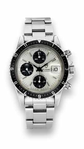Tudor Ref. 94210, Chrono Time.Tudor, Automatic - Chrono Time, Ref. 94210, case made by.Rolex, Geneva. Made in the 1980's..Fine, self-winding, water resistant to 100 meters, stainless.steel wristwatch with round button chronograph, registers.tachometer, da