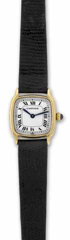 Cartier Lady Cushion.Cartier, Paris, No. 782580129, Ref. 60083. Made in the.1980's..Fine, cushion-shaped, 18K yellow gold lady