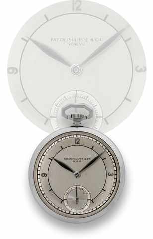 PATEK PHILIPPE STAINLESS STEEL POCKET WATCH.Patek Philippe Cie, Gen