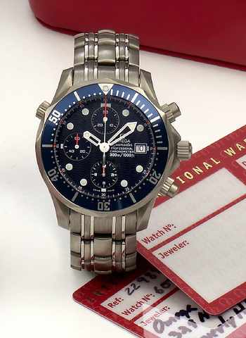 Omega Titanium Seamaster Professional Chronograph.Omega, Seamaster Professional, Chronometer _ Chronograph, movement No. 60040234, Ref. 22988000. Made.in 2006..Fine, water-resistant titanium and diver