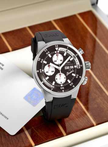 IWC Steel Aquatimer Chronograph Boesch.Edition.International Watch Co., Schaffhausen, Aquatimer _.Chronograph, No. 249/300, Ref. 3782. Made in a limited.edition of 300 pieces in 2009 to celebrate the 80th.Anniversary of the Boesch Motor Boat Co..Fine, cen