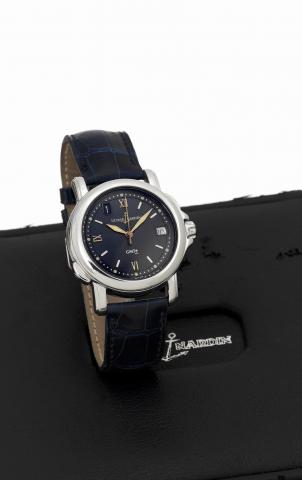 Ulysse Nardin GMT.Ulysse Nardin, Locle, Suisse,San Marco GMT, No. 130, Ref. 203-22. Made circa 1995..Fine, center-seconds, self-winding, water-resistant, stainless steel wristwatch with 24-hour second time zone, date and a stainless.steel Ulysse Nardin bu