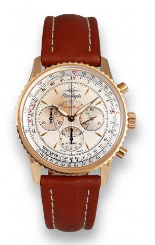 Breitling Navitimer Montbrillant Limited Edition _ Blue Angels.Breitling, Navitimer Montbrillant Blue Angels Serie Limitee, No. 0694/1000, Ref. H30030.1. Made in a limited edition of 1000 pieces in 1996..Fine and rare, 18K pink gold, self-winding, water-r