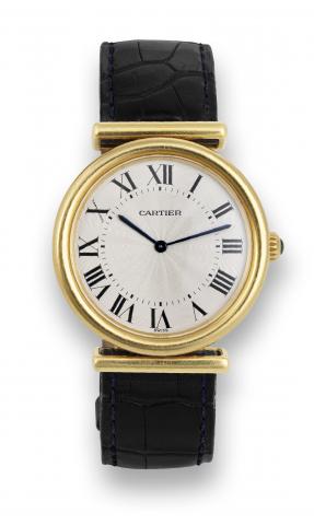 Cartier Deployant.Cartier, movement No. 9400662, case No. 2220, Ref. C124195..Made in the 1980s..Fine and unusual, 18K yellow gold, water-resistant wristwatch.with 18K yellow gold Cartier deployant clasp integral to the.case.