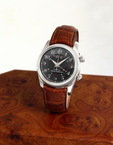 Girard-Perregaux, White Gold Traveller II.Girard-Perregaux, Traveller II Time Zone - Alarm Automatic.No. 31, Ref. 4940. Sold in December 2001..Fine, two time zone, self-winding, water-resistant, 18K white.gold wristwatch with center-seconds, 24-hour indic