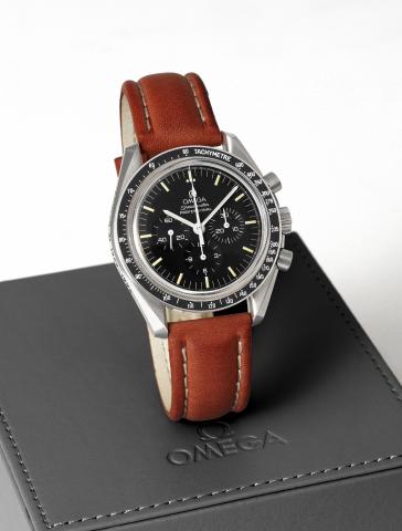 Omega Speedmaster Apollo XI, 25th.Anniversary _ Display Back.Omega, Speedmaster Professional - Apollo XI _ 1969-1994.movement No. 48308133, Ref. 3592.50.00. Made in 1994 to.celebrate the 25th anniversary of the 1969 Apollo XI mission.to the moon, sold on 