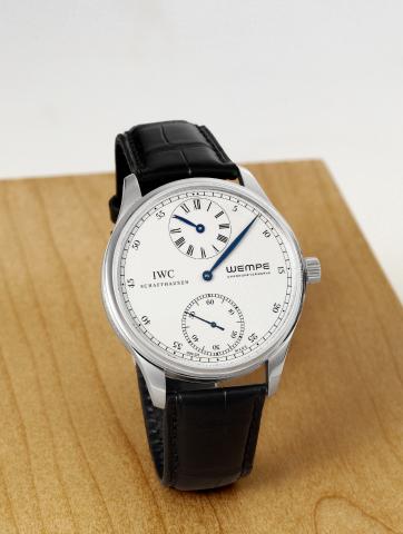 IWC Portuguese Regulateur _ Special Edition for Wempe.Internation Watch Co., Schaffhausen, Portuguese Regulateur, Chronometerwerke, No. 41/100, movement No. 2666948, case.No. 3103562, Ref. 5443. Made in a limited edition of 100 pieces in stainless steel, 