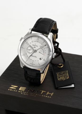 Zenith Grande Class Reserve de marche.Dual Time.Zenith, Grande Class, Elite, Reserve de marche, Dual Time.No. 965, Ref. 03.0520.683. Made circa 2007..Fine, water-resistant, self-winding, stainless steel wristwatch.with two-time-zones, date and power reser