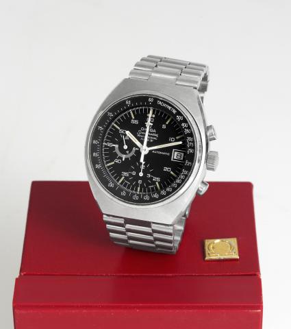 Omega Speedmaster Profesional Mark IV.Omega Speedmaster Professional Mark IV, Automatic, Ref. 176.009. Made circa 1975..Fine, large, self-winding, water-resistant, tonneau-shaped, stainless steel wristwatch with date, round button.chronograph, 12-hour reg