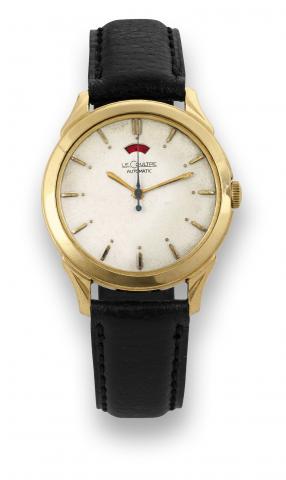LeCoultre Power-Reserve.LeCoultre, Automatic No. 54008108.Ref. 8986. Made in the 1950s..Fine, center seconds, self-winding.water-resistant, 10K gold-filled.wristwatch with 40-hour power reserve.indication.