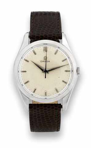 Omega, No. 12565102, Ref. 2504-10. Made in the.1950s..Fine and rare, center seconds, stainless steel wristwatch..To be sold without reserve