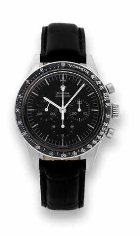 Omega Speedmaster _ Cal. 321.Omega, Speedmaster, movement No. 22829024.Ref. ST 105.003-65. Made in the 1960s..Fine and rare, water-resistant, stainless steel.wristwatch with round button chronograph, registers.tachometer and a stainless steel Omega deploy