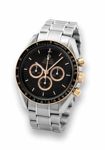 Omega St eel Pink Gold - Apollo 15 -.Speedmaster Professional.Omega, Speedmaster Professional, No. 0738/ 1971.No. 77163921, Ref. DG 345.0300. Made in a limited edition of.1971 pieces in 2006 to commemorate the 35th Anniversary of.the Apollo 15th moon mi