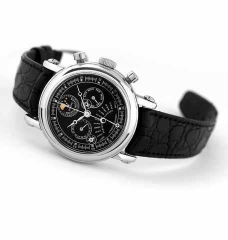 Franck Muller - Platinum Chronograph - Perpetual Calendar - Retro - Equation.Franck Muller, Perpetual Calendar, Chronograph, No. 08, Ref. 7000 QPE. Made in the 1990s..Very fine and important, astronomic, self-winding, water-resistant, platinum wristwatch 