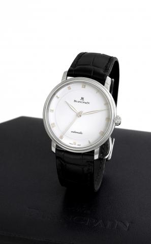 Blancpain Steel Villeret.Blancpain, Villeret, Automatic, No. 156, Ref. 6222.11. Sold.on December 23, 2001..Fine and elegant, thin, center seconds, self-winding, stainless.steel wristwatch with a stainless steel Blancpain deployant.clasp. Accompanied by a 