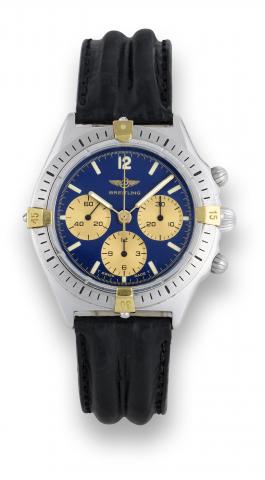 Breitling Callisto.Breitling, 1884, Callisto, case No. 9192.Ref. 80520N. Sold in August 1988..Fine, water-resistant, stainless steel.wristwatch, round button chronograph.registers, a stainless steel Breitling.buckle, and a guarantee (now void)..To be sold
