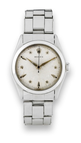 Rolex - Steel - Ref. 6082 - Honeycomb Dial -.Star Indexes.Rolex Oyster, case No. 713431, Ref. 6082. Made in 1951..Fine and very rare, center seconds, water-resistant.Staybrite stainless steel wristwatch with a stainless steel.Rolex Oyster bracelet.