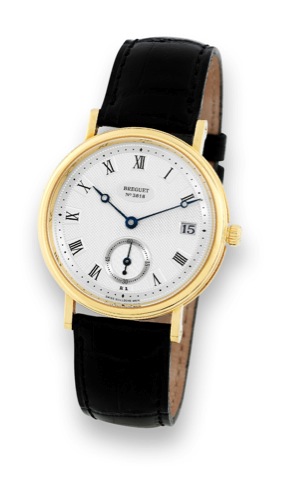 Breguet - Yellow Gold _ Classic Automatic.Breguet, No. 3818, Ref. 5920. Made in 2006..Very fine, self-winding, 18K yellow gold wristwatch with date.and an 18K yellow gold Breguet buckle. Accompanied by a.fitted box.