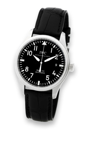 IWC Mark XVI.International Watch Co., Schaffhausen, Mark XVI -Die Fliegeruhr, Automatic, No. 3335306, Ref. 3255. Made circa 2007..Fine, center-seconds, self-winding, water-resistant, stainless steel aviator's wristwatch with date and a stainless steel IWC