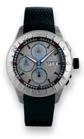 Villemont, Amundsen, case No. 20471. Made circa 2008..Fine, large, self-winding, water resistant, two time zone, titanium wristwatch with wedge-shaped button.chronograph, registers, day-date and a with stainless steel Villemont double deployant clasp..To 