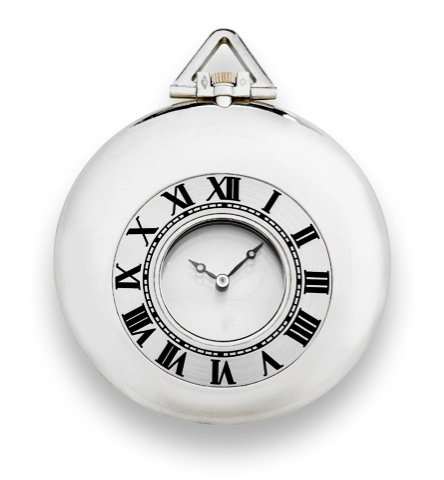 Cartier - Platinum Montre Mysterieuse.Cartier, Paris, case No. 709022, Ref. No. 81003S. Made in a.limited series in the 1980s..Very fine and very rare, elegant, platinum, keyless, mystery.dress watch..To be sold without reserve