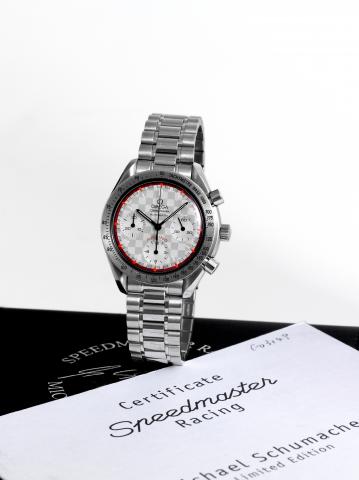 RACING.Omega, Speedmaster Automatic, Racing, No. 1110/ 4000.case No. 57408335, Ref. ST 35173000. Made in a limited.edition of 4000 pieces to celebrate Michael Schumacher