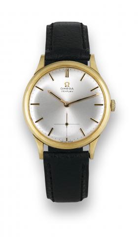 OMEGA _ Century.Omega, Century, No. 19818687, Ref. 121 009. Made circa 1965..Fine and rare, 18K yellow gold wristwatch..To be sold without reserve