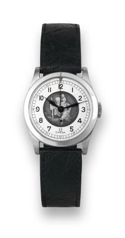 OMEGA _ St. Christopher.Omega, No. 8969207, case No. 9764749, Ref. CK 2041. Made in 1939..Very fine and rare, center seconds, Staybrite mid-sized traveler