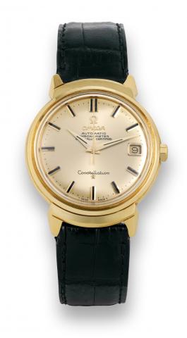 OMEGA, ref. 14398.Yellow Gold.Omega, Automatic, Chronometer.Officially Certified, Constellation.movement No. 19423023, case No..554239, Ref. 14398 SC. Made in 1962..Fine and rare, center seconds, water.resistant, self-winding, 18K yellow gold.chronometer 