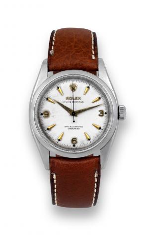 Rolex Ref. 6080/6584.Rolex, Oyster Perpetual Officially Certified Chronometer.Case No. 37050*. Ref. 6080/6584. Made in 1954..Fine, center seconds, self-winding, water-resistant, stainless.steel wristwatch..To be sold without reserve