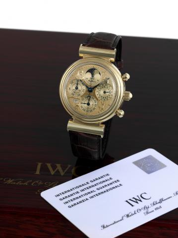 IWC _ Yellow Gold Da Vinci Tourbillon No.2.limited Edition Leonard Da Vinci Dial.International Watch Co., Schaffhausen, Da Vinci Tourbillon-.Limited Edition, No. 02/50, movement No. 2754416, case.No. 2771182, Ref. 3752. Made in a limited edition of 50.exa