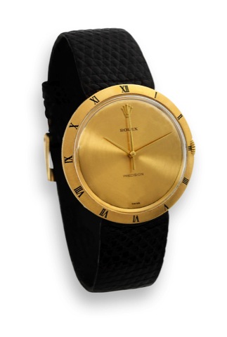 Rolex - Ref. 3409 - Yellow Gold.Rolex, Precision, case No. 9919, Ref. 3409. Made in circa.1966..Fine and unusual, thin and elegant, center seconds, 18K.yellow gold wristwatch with a gold-plated Rolex buckle.