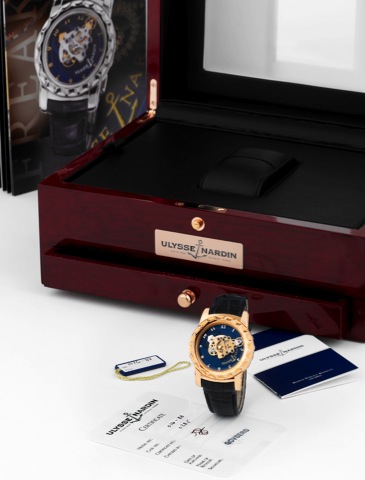 Ulysse Nardin - Pink Gold Freak.Ulysse Nardin, Le Locle, The Freak, No. 285, Ref 016-88. Made.circa 2007..Very fine and unusual, 18K pink gold wristwatch with 60-minute.revolving movement, Ludwig Oechslin's dual direct escapement.seven-day power reserve a