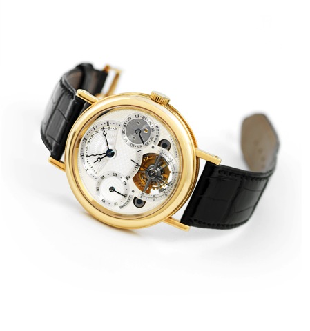 Breguet - Yellow Gold - Tourbillon - Perpetual Calendar.Breguet, Tourbillon Perpetual, No. 4022, Ref. 3750. Made circa 2005..Very fine and rare, large, 18K yellow gold wristwatch with visible one-minute tourbillon regulator, perpetual calendar with.retrog