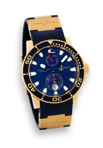Ulysse Nardin - Marine.Chronometer - Diver.Ulysse Nardin, Le Locle, Suisse, Marine Diver, Officially.Certified Chronometer, movement No. 33084, No. 041.Ref. 266-36. Made in 2005, sold on August 7th, 2006..Fine, self-winding, water resistant, 18K pink gold