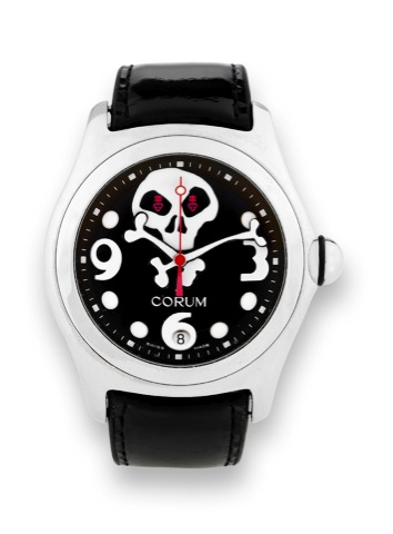 Corum Bubble Jolly Roger.Corum, Bubble Automatic, THE COLLECTOR SERIES.No. 034/ 500, case No. 747415, Ref. 82.140.20. Made in a.limited edition of 500 pieces circa 2004..Fine, curved, center seconds, self-winding, water-resistant.stainless steel, wristwat