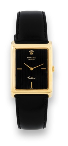 Rolex - ReF. 4105 - Cellini.Rolex, Cellini, Ref. 4105. Made in the 1980s..Fine and elegant, rectangular, thin, 18K yellow gold wristwatch with a yellow gold-plated Rolex buckle.