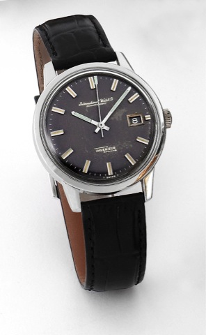 IWC Ingenieur.International Watch Co., Schaffhausen, Ingenieur, Ref.866 A. No. 1921932, case No. 1813377. Made in the late.1960s..Unusual, water-resistant, center seconds, anti-magnetic, self-winding with Pellaton system, stainless steel.wristwatch with d