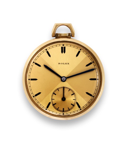 Rolex, No. 1006294, Ref. 2791. Made circa 1930..Fine, 18K yellow gold, keyless pocket watch.