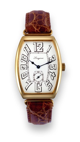 Longines, No. 136/200, case No. 28737265, Ref. L7 878 6. Made in a limited edition circa 2000..Fine, tonneau-shaped, 18K yellow gold wristwatch. Accompanied by the original fitted box, guarantee (void), and certificate..To be sold without reserve